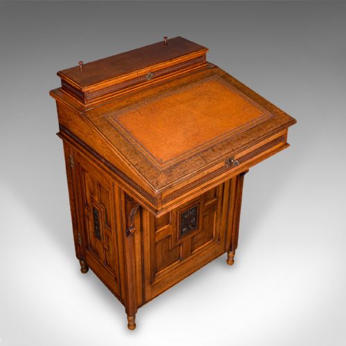 ANTIQUE GENTLEMAN'S DAVENPORT ENGLISH WALNUT WRITING DESK VICTORIAN C1880 - ADDITIONAL PHOTO 6