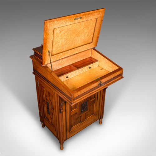 ANTIQUE GENTLEMAN'S DAVENPORT ENGLISH WALNUT WRITING DESK VICTORIAN C1880 - ADDITIONAL PHOTO 7