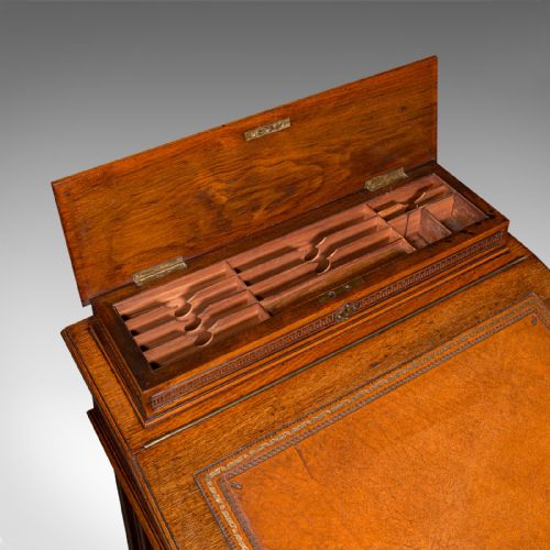ANTIQUE GENTLEMAN'S DAVENPORT ENGLISH WALNUT WRITING DESK VICTORIAN C1880 - ADDITIONAL PHOTO 8