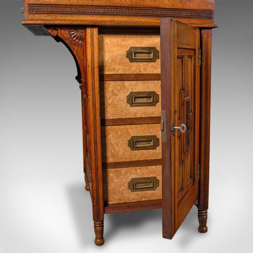 ANTIQUE GENTLEMAN'S DAVENPORT ENGLISH WALNUT WRITING DESK VICTORIAN C1880 - ADDITIONAL PHOTO 11