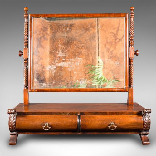 ANTIQUE DRESSING MIRROR ENGLISH TABLETOP BEDROOM EARLY VICTORIAN CIRCA 1850
