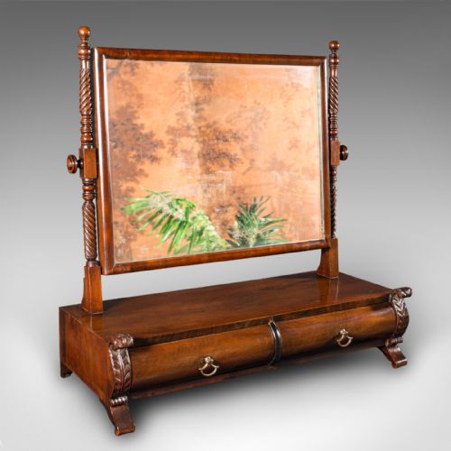 ANTIQUE DRESSING MIRROR ENGLISH TABLETOP BEDROOM EARLY VICTORIAN CIRCA 1850 - ADDITIONAL PHOTO 1