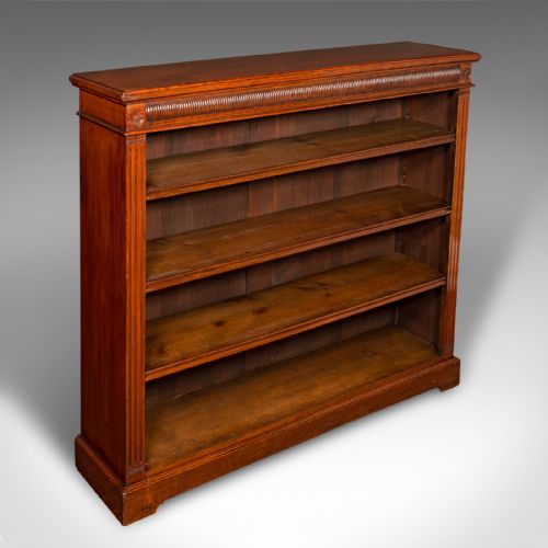 Antique Open Bookcase, English, Walnut, Bookshelf Cabinet, Victorian, Circa 1900