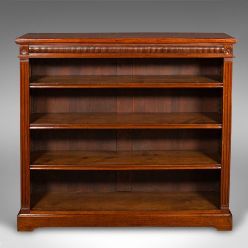 fig 1. Antique Open Bookcase, English, Walnut, Bookshelf Cabinet, Victorian, Circa 1900