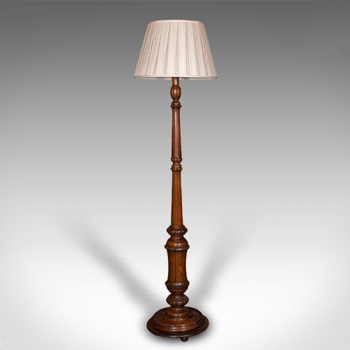 fig 3. Antique Standard Lamp, Scottish, Oak, Reading Light, Library, Lounge, Victorian