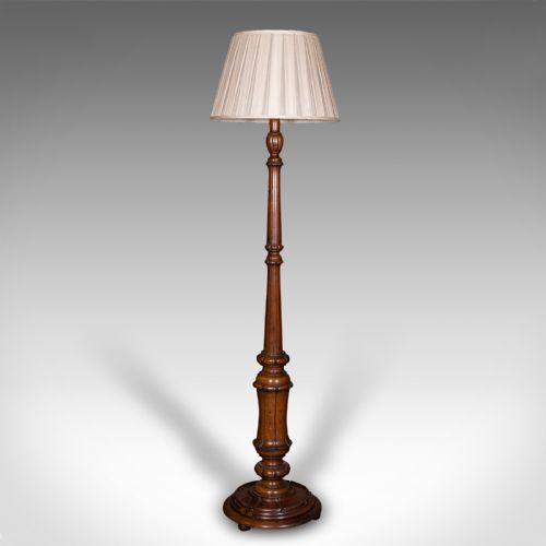 fig 4. Antique Standard Lamp, Scottish, Oak, Reading Light, Library, Lounge, Victorian