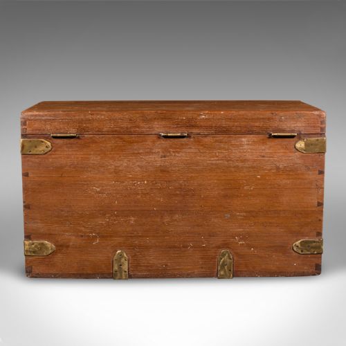 ANTIQUE WORKMAN'S TOOL CHEST ENGLISH TEAK BRASS CRAFTSMAN'S TRUNK VICTORIAN - ADDITIONAL PHOTO 2