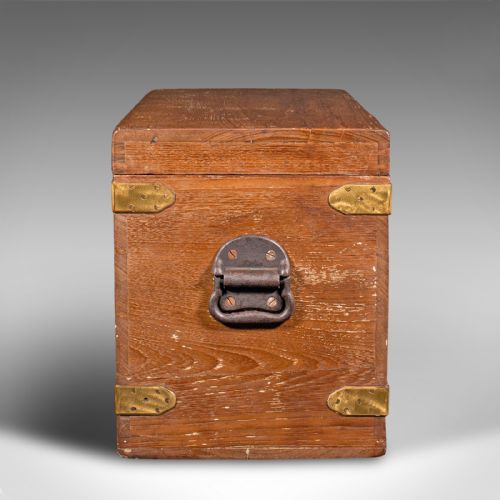 ANTIQUE WORKMAN'S TOOL CHEST ENGLISH TEAK BRASS CRAFTSMAN'S TRUNK VICTORIAN - ADDITIONAL PHOTO 3