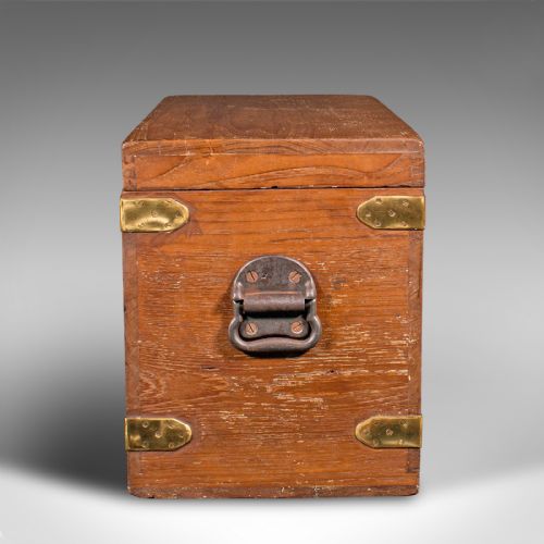 ANTIQUE WORKMAN'S TOOL CHEST ENGLISH TEAK BRASS CRAFTSMAN'S TRUNK VICTORIAN - ADDITIONAL PHOTO 4