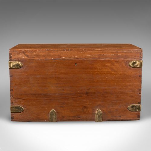 ANTIQUE WORKMAN'S TOOL CHEST ENGLISH TEAK BRASS CRAFTSMAN'S TRUNK VICTORIAN - ADDITIONAL PHOTO 5