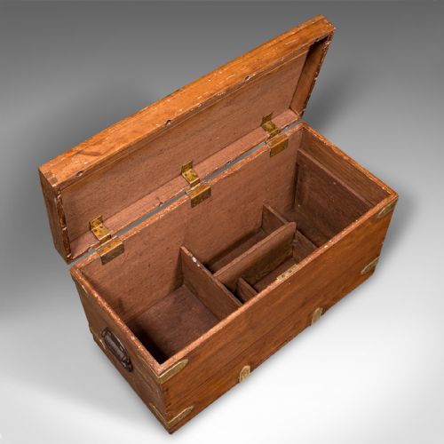 ANTIQUE WORKMAN'S TOOL CHEST ENGLISH TEAK BRASS CRAFTSMAN'S TRUNK VICTORIAN - ADDITIONAL PHOTO 6