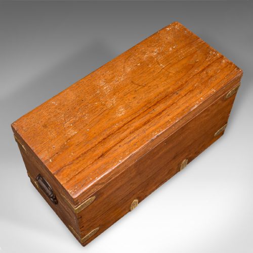 ANTIQUE WORKMAN'S TOOL CHEST ENGLISH TEAK BRASS CRAFTSMAN'S TRUNK VICTORIAN - ADDITIONAL PHOTO 7