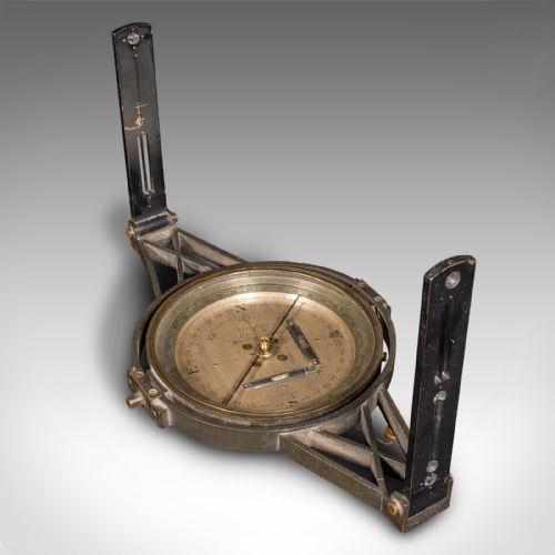 fig 2. Antique Gimballed Compass, English, Brass Scientific Instrument, Victorian, 1900