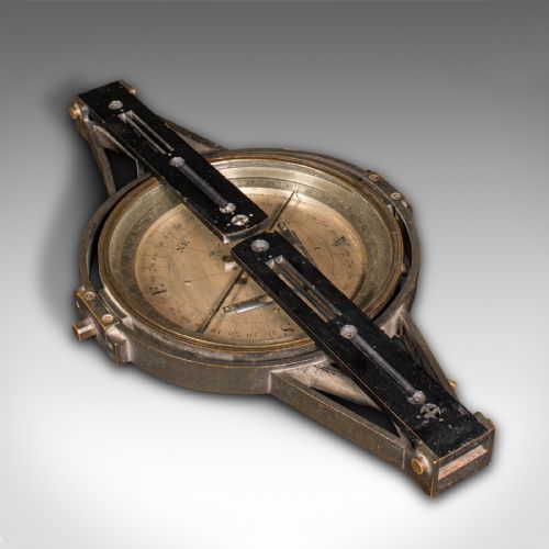 fig 3. Antique Gimballed Compass, English, Brass Scientific Instrument, Victorian, 1900