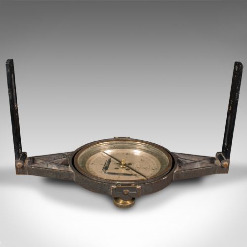fig 4. Antique Gimballed Compass, English, Brass Scientific Instrument, Victorian, 1900