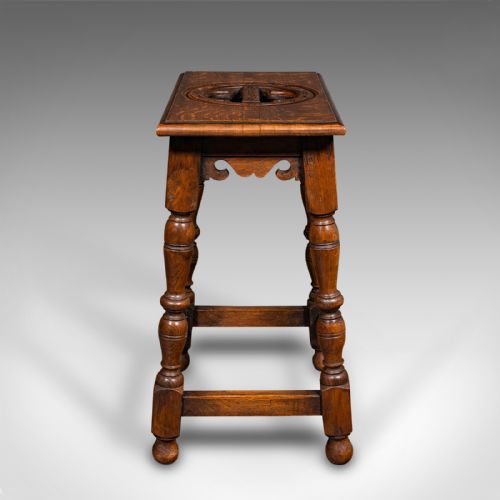 ANTIQUE VERGER'S STOOL ENGLISH OAK ECCLESIASTICAL HALLWAY VICTORIAN C1900 - ADDITIONAL PHOTO 2