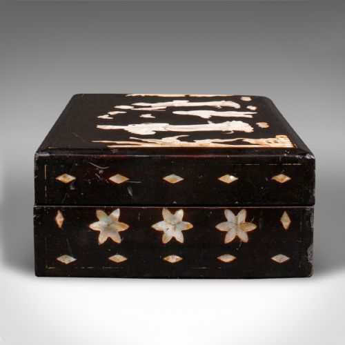 ANTIQUE DECORATIVE VANITY CASE JAPANESE LACQUER LIDDED BOX VICTORIAN C1900 - ADDITIONAL PHOTO 4