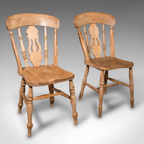 fig 4. Set Of 4 Antique Dining Chairs, English Elm, Beech, Kitchen, Reception Hall Seat