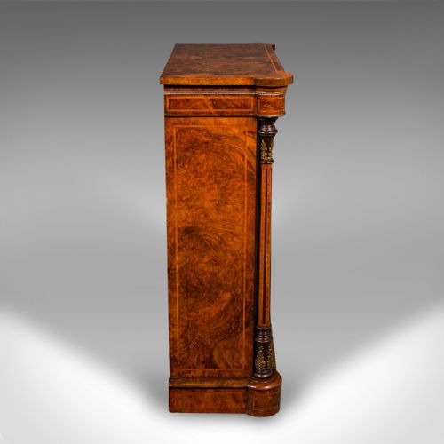 fig 2. Antique Pier Display Cabinet, English Walnut, Boxwood, Glazed Bookcase, Regency