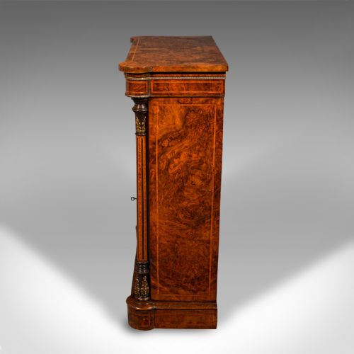 fig 6. Antique Pier Display Cabinet, English Walnut, Boxwood, Glazed Bookcase, Regency