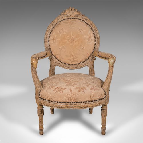 ANTIQUE CARVED ARMCHAIR FRENCH SHOW FRAME FAUTEUIL CHAIR VICTORIAN C1870 - ADDITIONAL PHOTO 1