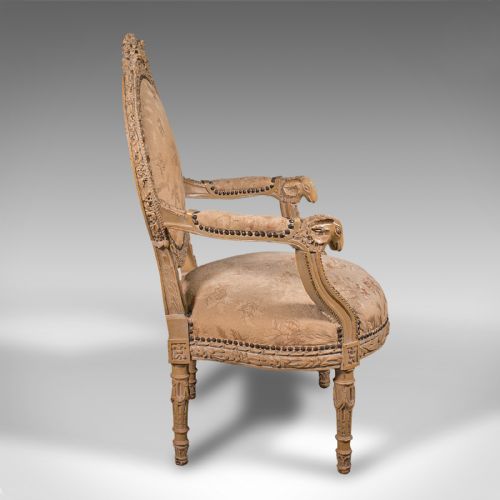 ANTIQUE CARVED ARMCHAIR FRENCH SHOW FRAME FAUTEUIL CHAIR VICTORIAN C1870 - ADDITIONAL PHOTO 2