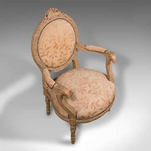 ANTIQUE CARVED ARMCHAIR FRENCH SHOW FRAME FAUTEUIL CHAIR VICTORIAN C1870 - ADDITIONAL PHOTO 5