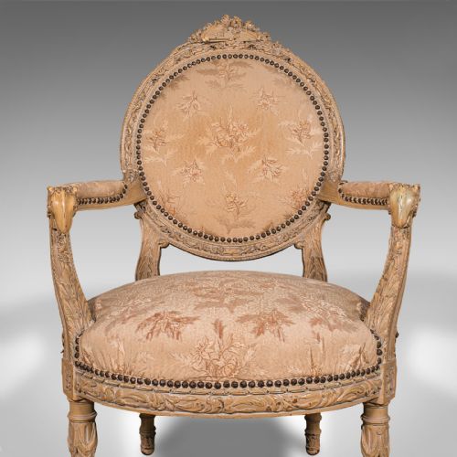 ANTIQUE CARVED ARMCHAIR FRENCH SHOW FRAME FAUTEUIL CHAIR VICTORIAN C1870 - ADDITIONAL PHOTO 6