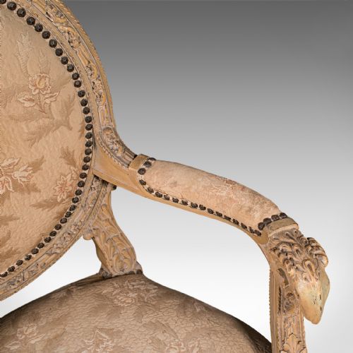 ANTIQUE CARVED ARMCHAIR FRENCH SHOW FRAME FAUTEUIL CHAIR VICTORIAN C1870 - ADDITIONAL PHOTO 8