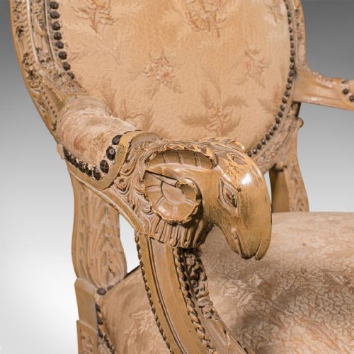 ANTIQUE CARVED ARMCHAIR FRENCH SHOW FRAME FAUTEUIL CHAIR VICTORIAN C1870 - ADDITIONAL PHOTO 9