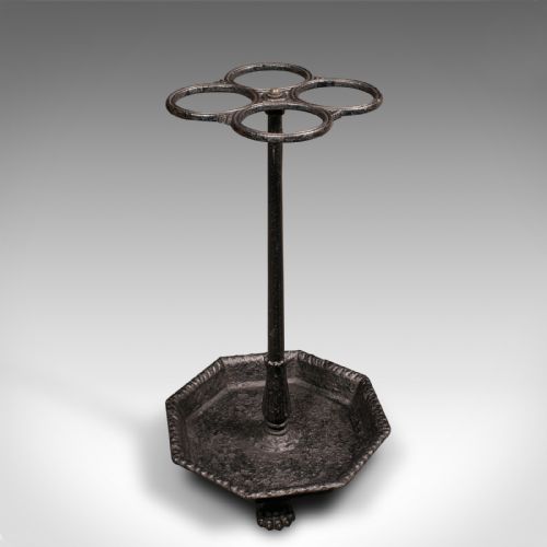 Antique 4 Division Umbrella Rack, English, Cast Iron, Hall Stick Stand, Georgian