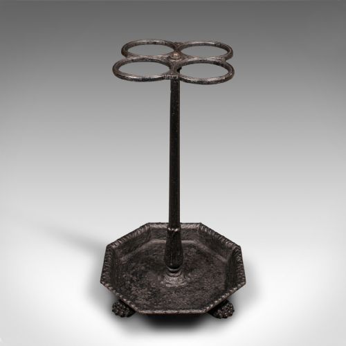 fig 1. Antique 4 Division Umbrella Rack, English, Cast Iron, Hall Stick Stand, Georgian