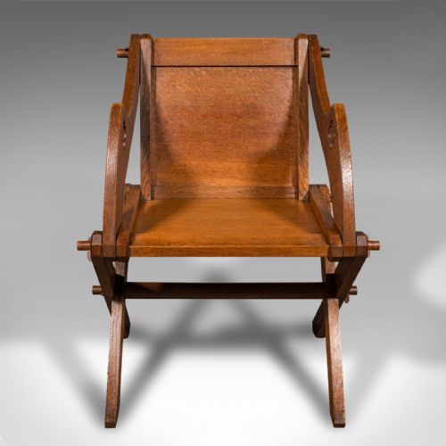 ANTIQUE GLASTONBURY CHAIR ENGLISH OAK ECCLESIASTIC ARMCHAIR GOTHIC VICTORIAN - ADDITIONAL PHOTO 1
