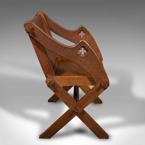 ANTIQUE GLASTONBURY CHAIR ENGLISH OAK ECCLESIASTIC ARMCHAIR GOTHIC VICTORIAN - ADDITIONAL PHOTO 2