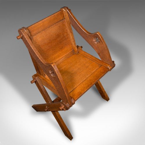 ANTIQUE GLASTONBURY CHAIR ENGLISH OAK ECCLESIASTIC ARMCHAIR GOTHIC VICTORIAN - ADDITIONAL PHOTO 5