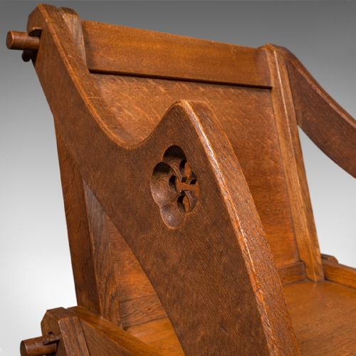 ANTIQUE GLASTONBURY CHAIR ENGLISH OAK ECCLESIASTIC ARMCHAIR GOTHIC VICTORIAN - ADDITIONAL PHOTO 6