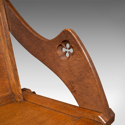 ANTIQUE GLASTONBURY CHAIR ENGLISH OAK ECCLESIASTIC ARMCHAIR GOTHIC VICTORIAN - ADDITIONAL PHOTO 7