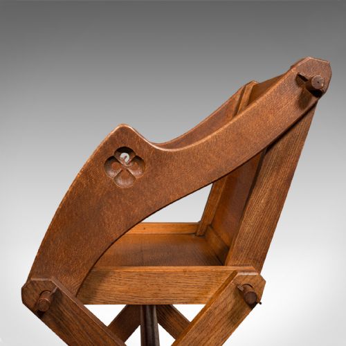 ANTIQUE GLASTONBURY CHAIR ENGLISH OAK ECCLESIASTIC ARMCHAIR GOTHIC VICTORIAN - ADDITIONAL PHOTO 9