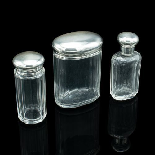 ANTIQUE TRAVELLING VANITY CASE ENGLISH LEATHER SILVER DRESSING TABLE BOX - ADDITIONAL PHOTO 9