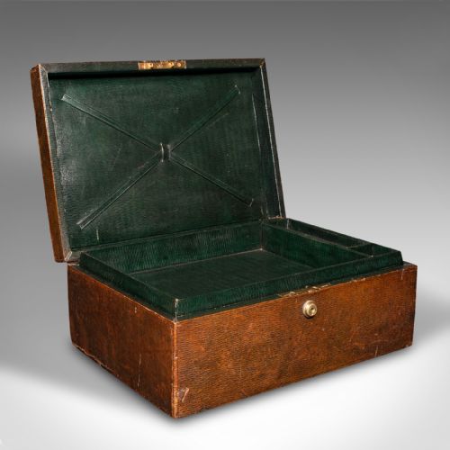 fig 1. Antique Correspondence Box, English, Leather, Travel, After Asprey, Victorian