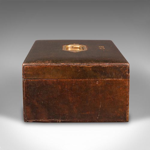 fig 3. Antique Correspondence Box, English, Leather, Travel, After Asprey, Victorian