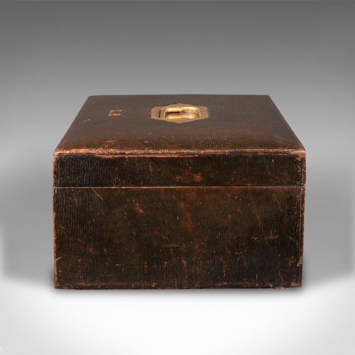 fig 4. Antique Correspondence Box, English, Leather, Travel, After Asprey, Victorian