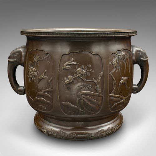 ANTIQUE PLANTER JAPANESE BRONZE DECORATIVE JARDINIERE EDO VICTORIAN C1860 - ADDITIONAL PHOTO 1