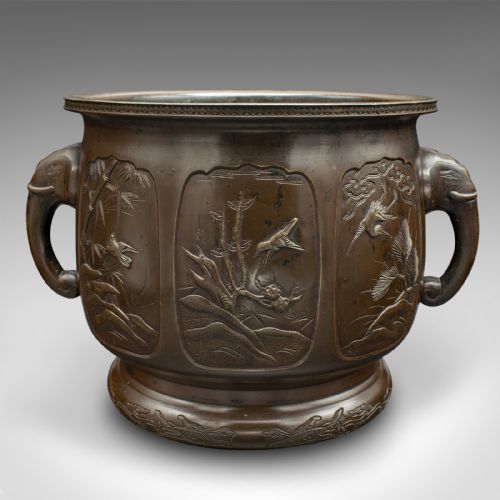 ANTIQUE PLANTER JAPANESE BRONZE DECORATIVE JARDINIERE EDO VICTORIAN C1860 - ADDITIONAL PHOTO 2