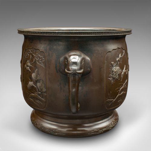 ANTIQUE PLANTER JAPANESE BRONZE DECORATIVE JARDINIERE EDO VICTORIAN C1860 - ADDITIONAL PHOTO 3