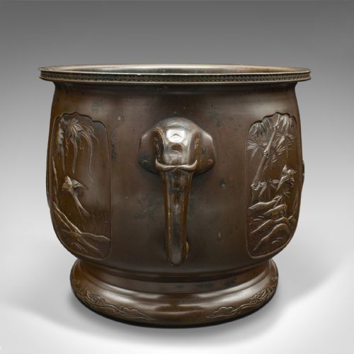 ANTIQUE PLANTER JAPANESE BRONZE DECORATIVE JARDINIERE EDO VICTORIAN C1860 - ADDITIONAL PHOTO 4
