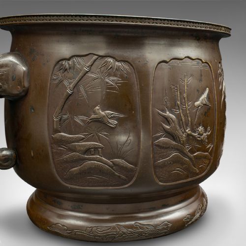 ANTIQUE PLANTER JAPANESE BRONZE DECORATIVE JARDINIERE EDO VICTORIAN C1860 - ADDITIONAL PHOTO 6