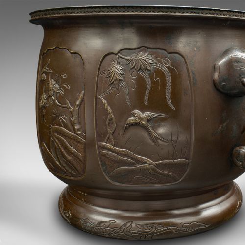 ANTIQUE PLANTER JAPANESE BRONZE DECORATIVE JARDINIERE EDO VICTORIAN C1860 - ADDITIONAL PHOTO 7