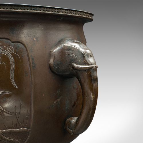 ANTIQUE PLANTER JAPANESE BRONZE DECORATIVE JARDINIERE EDO VICTORIAN C1860 - ADDITIONAL PHOTO 8