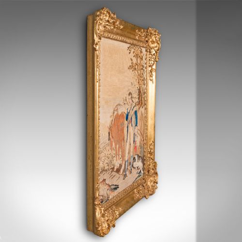 ANTIQUE FRAME TAPESTRY CONTINENTAL NEEDLEPOINT GILTWOOD PANEL VICTORIAN - ADDITIONAL PHOTO 2